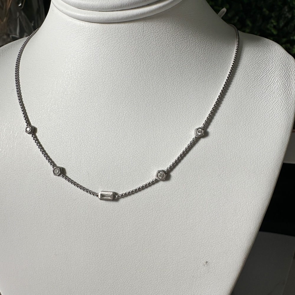 David Yurman 18k white gold diamonds necklace